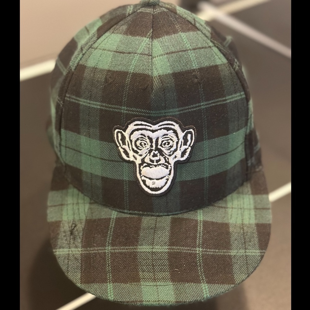 Monkey Sport Embroidered Plaid Baseball hat